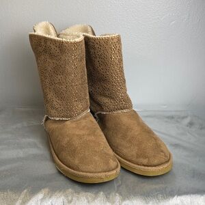 Women's Tan Suede Winter Boots Sz 7-8
